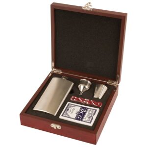 Rosewood Leatherette Flask Gift Set