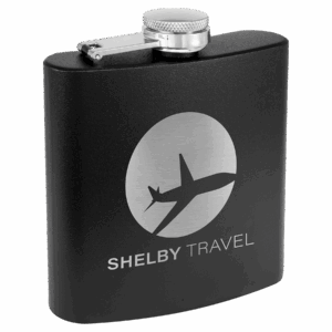 6 oz. Black Powder-Coated Stainless Steel Flask