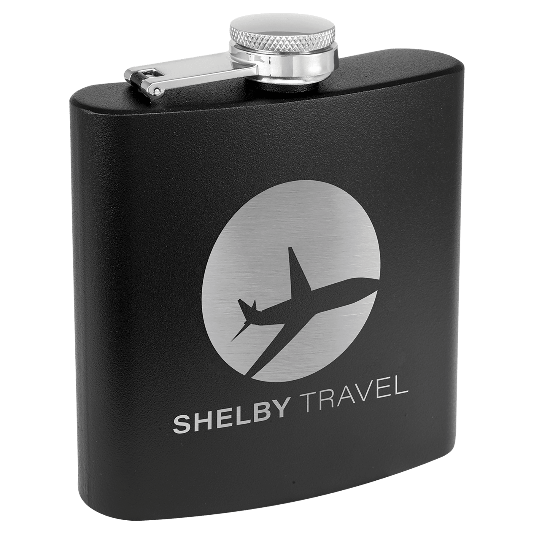 6 oz. Black Powder-Coated Stainless Steel Flask