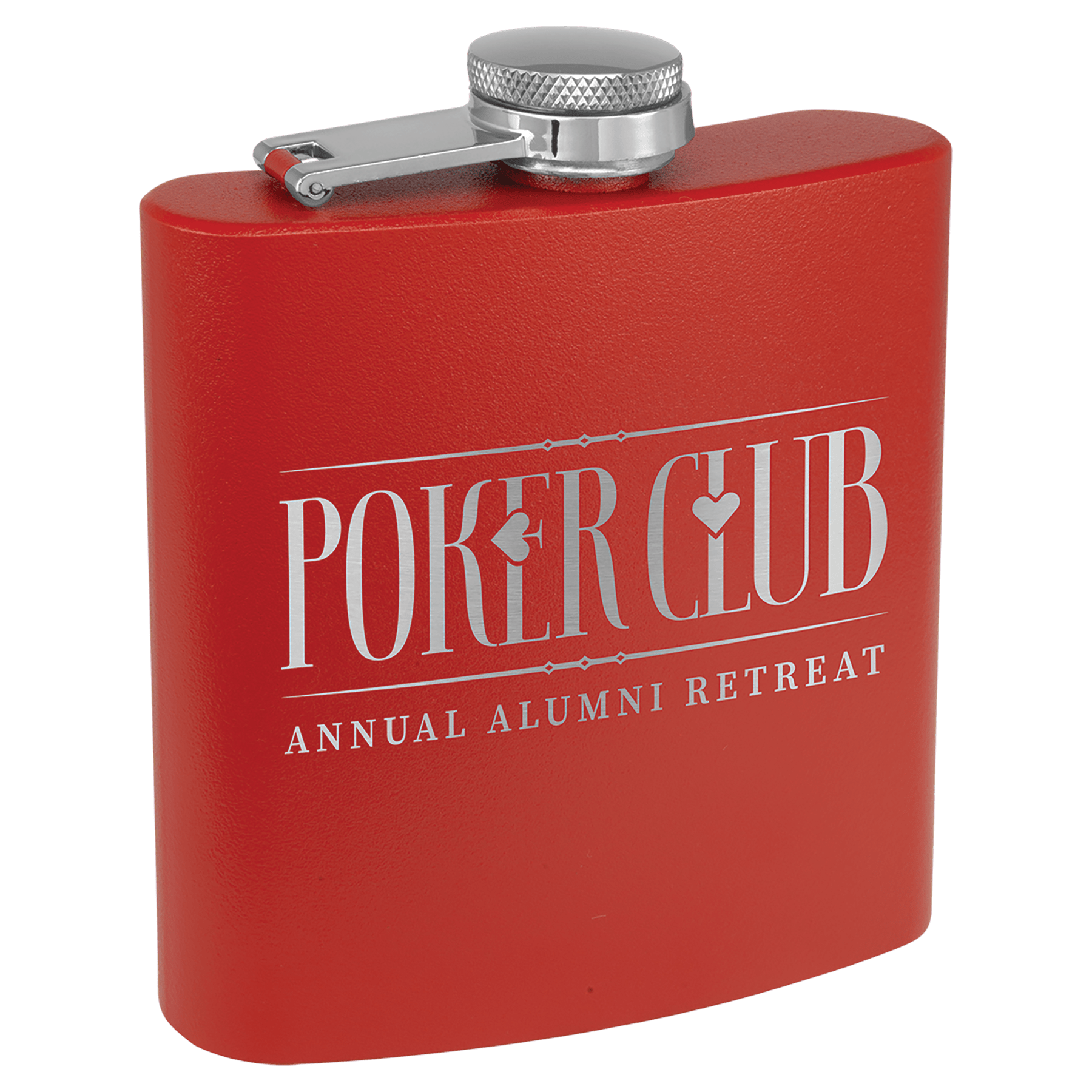 6 oz. Red Powder-Coated Stainless Steel Flask