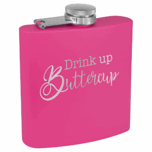 6 oz. Pink Powder-Coated Stainless Steel Flask