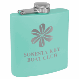 6 oz. Teal Powder-Coated Stainless Steel Flask