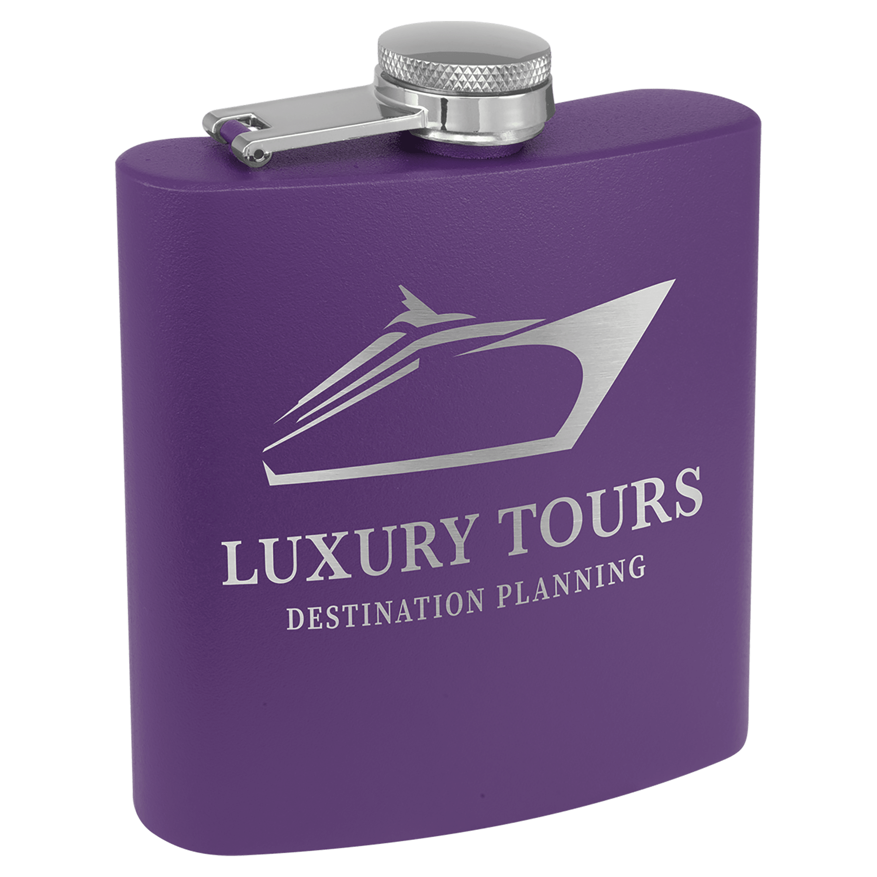 6 oz. Purple Powder-Coated Stainless Steel Flask