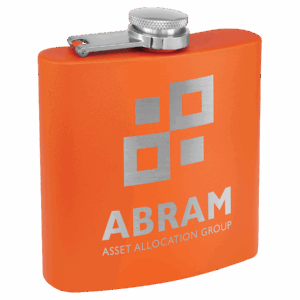 6 oz. Orange Powder-Coated Stainless Steel Flask
