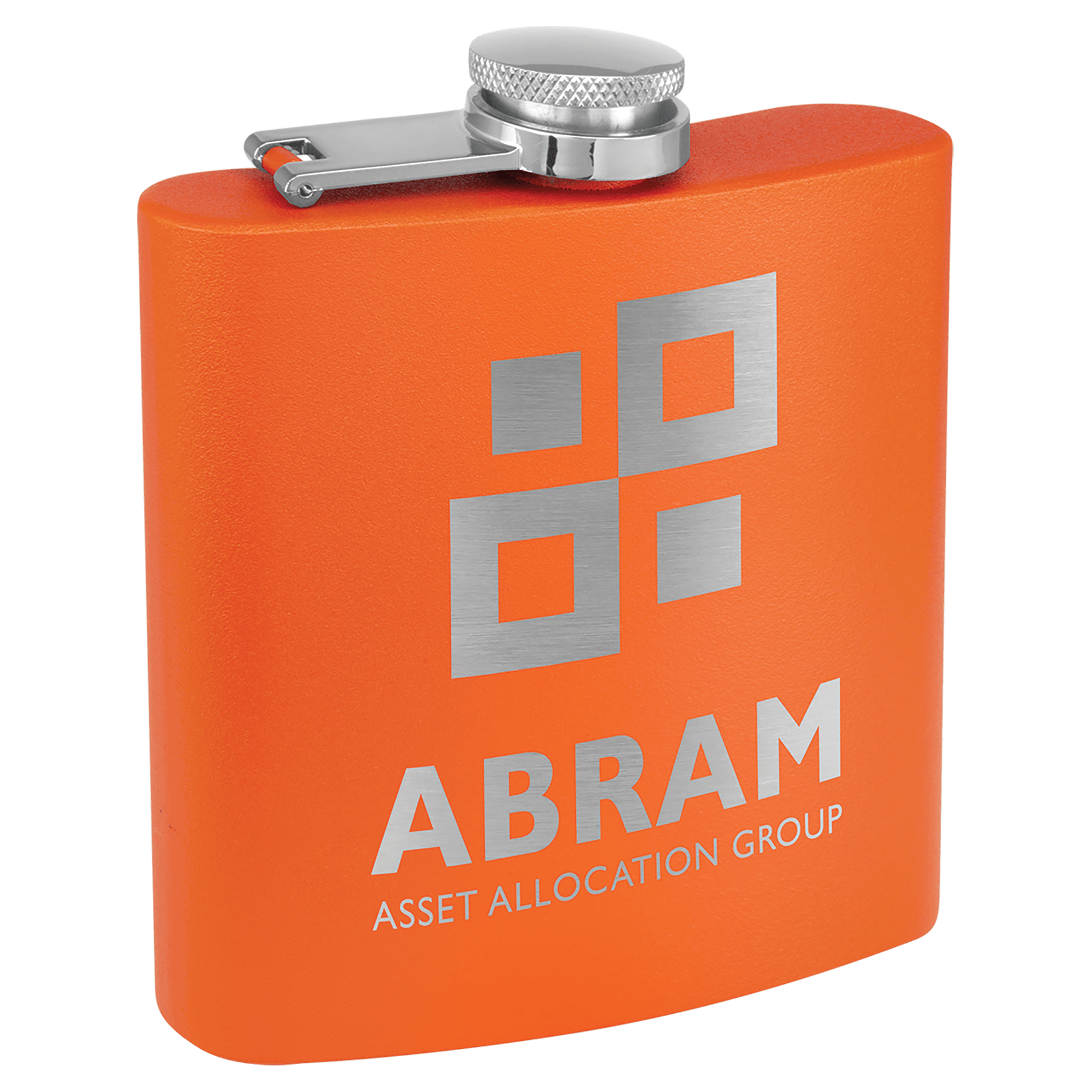 6 oz. Orange Powder-Coated Stainless Steel Flask