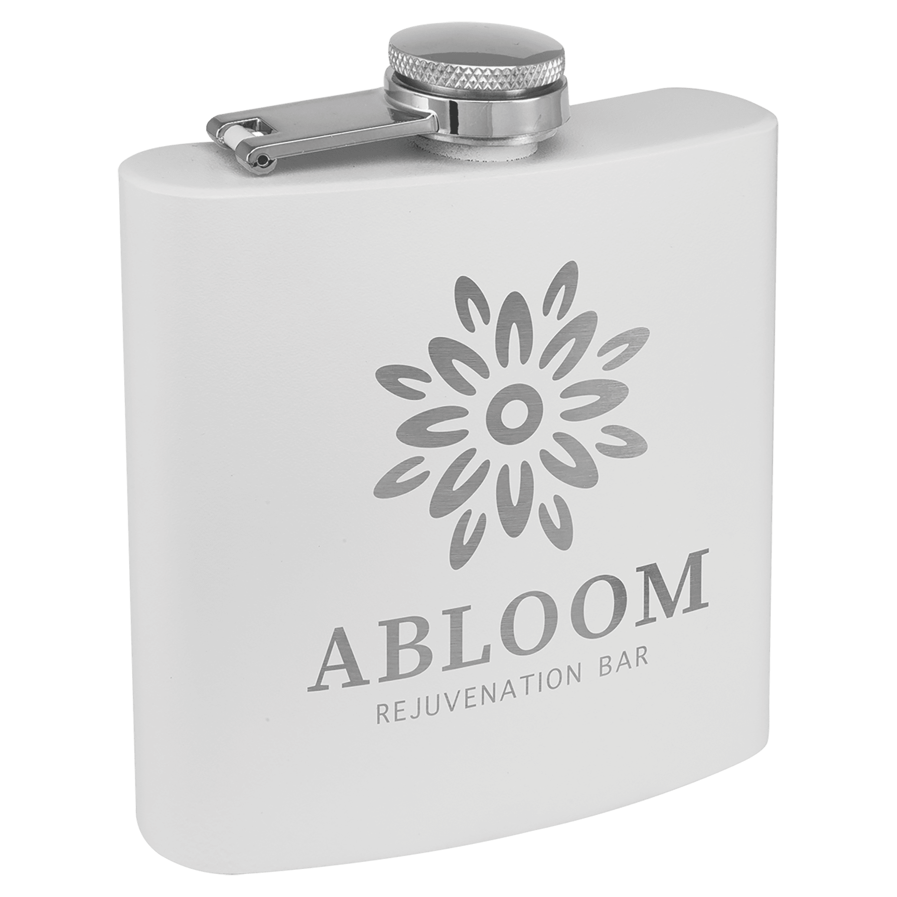 6 oz. White Powder-Coated Stainless Steel Flask