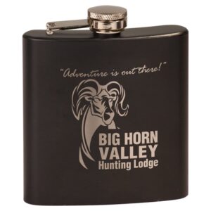 6 oz. Matte Black Powder-Coated Stainless Steel Flask