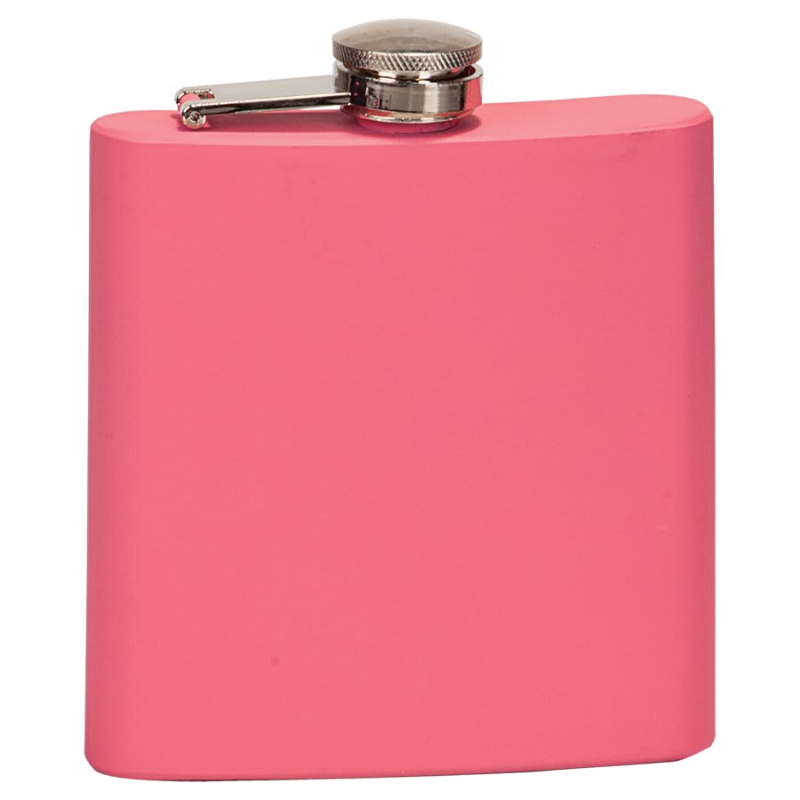 6 oz. Matte Pink Powder-Coated Stainless Steel Flask
