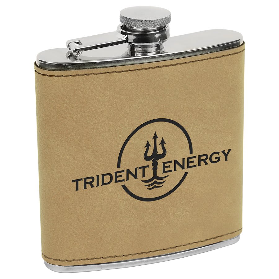 6 oz. Light Brown Leatherette Flask