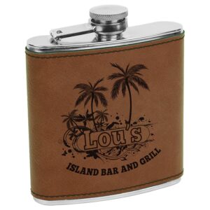 6 oz. Dark Brown Leatherette Flask