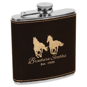 6 oz. Black/Gold Leatherette Flask
