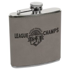 6 oz. Gray Leatherette Flask