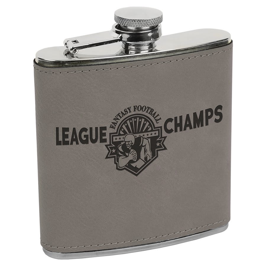 6 oz. Gray Leatherette Flask