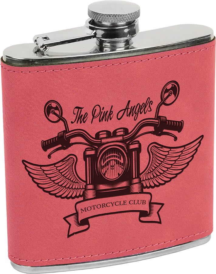 6 oz. Pink Leatherette Flask