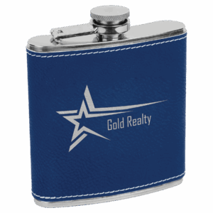 6 oz. Blue & Silver Leatherette Stainless Steel Flask