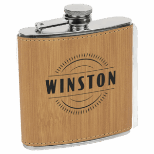 6 oz. Bamboo Leatherette Flask
