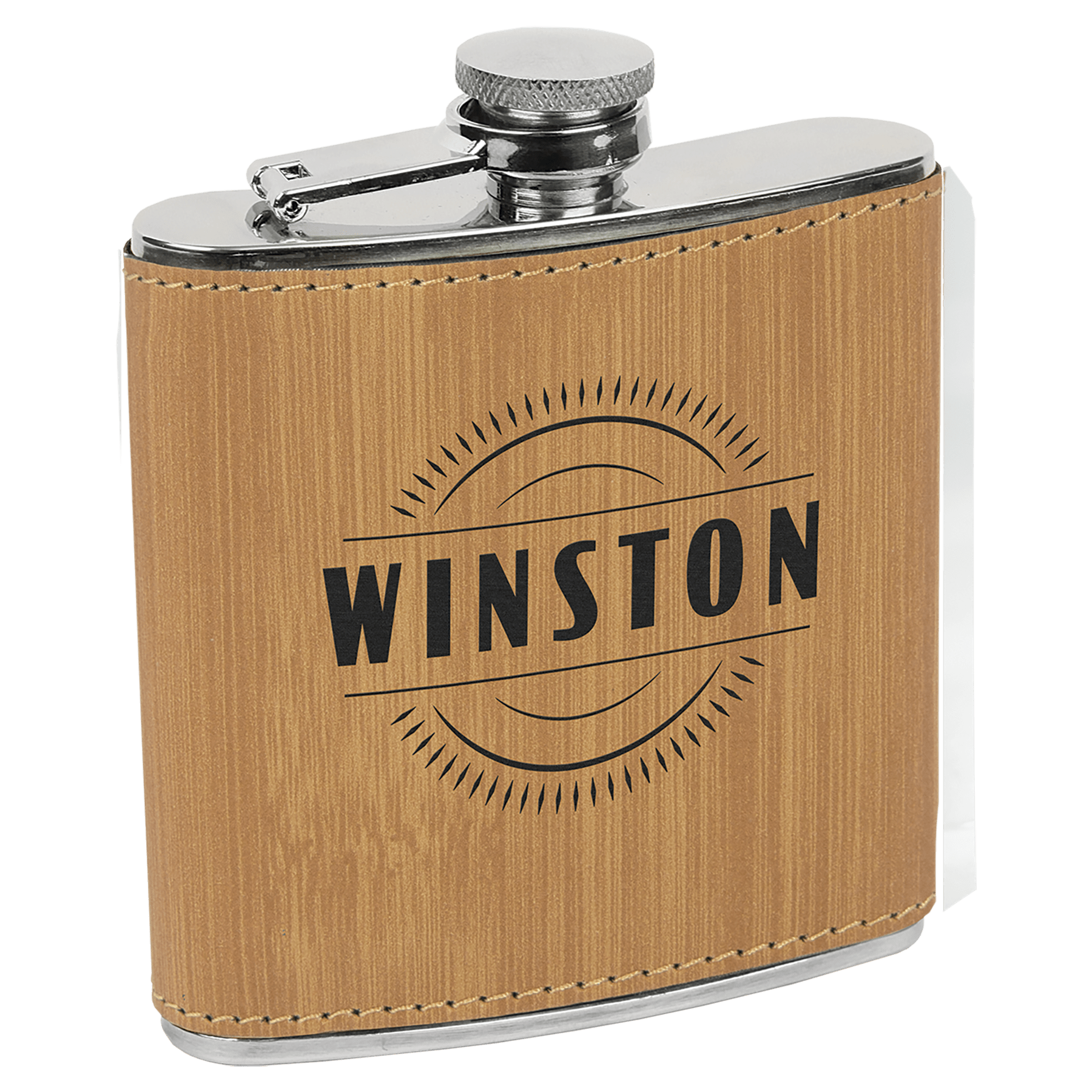 6 oz. Bamboo Leatherette Flask