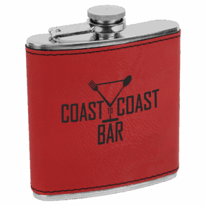 6 oz. Red/Black Leatherette Flask