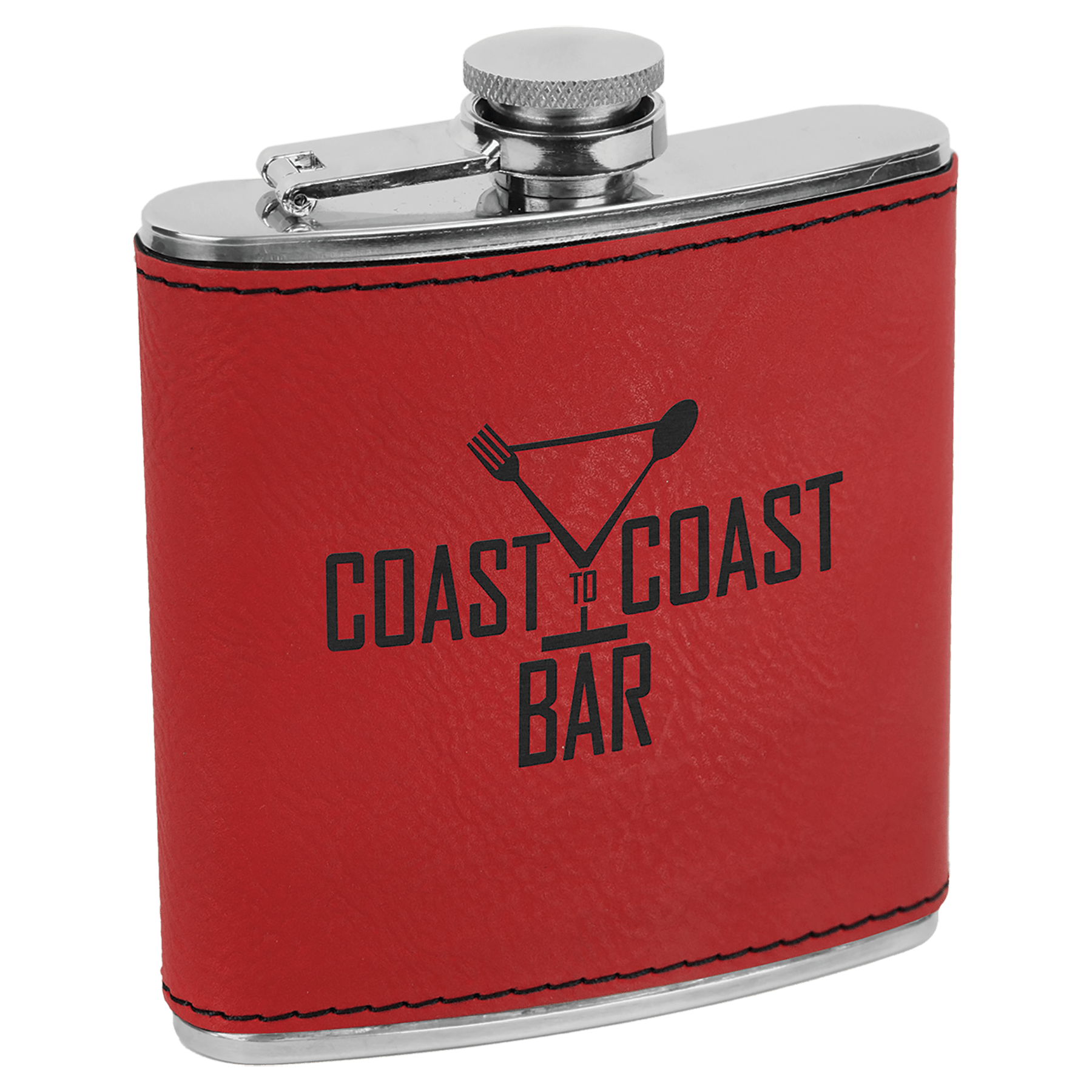 6 oz. Red/Black Leatherette Flask