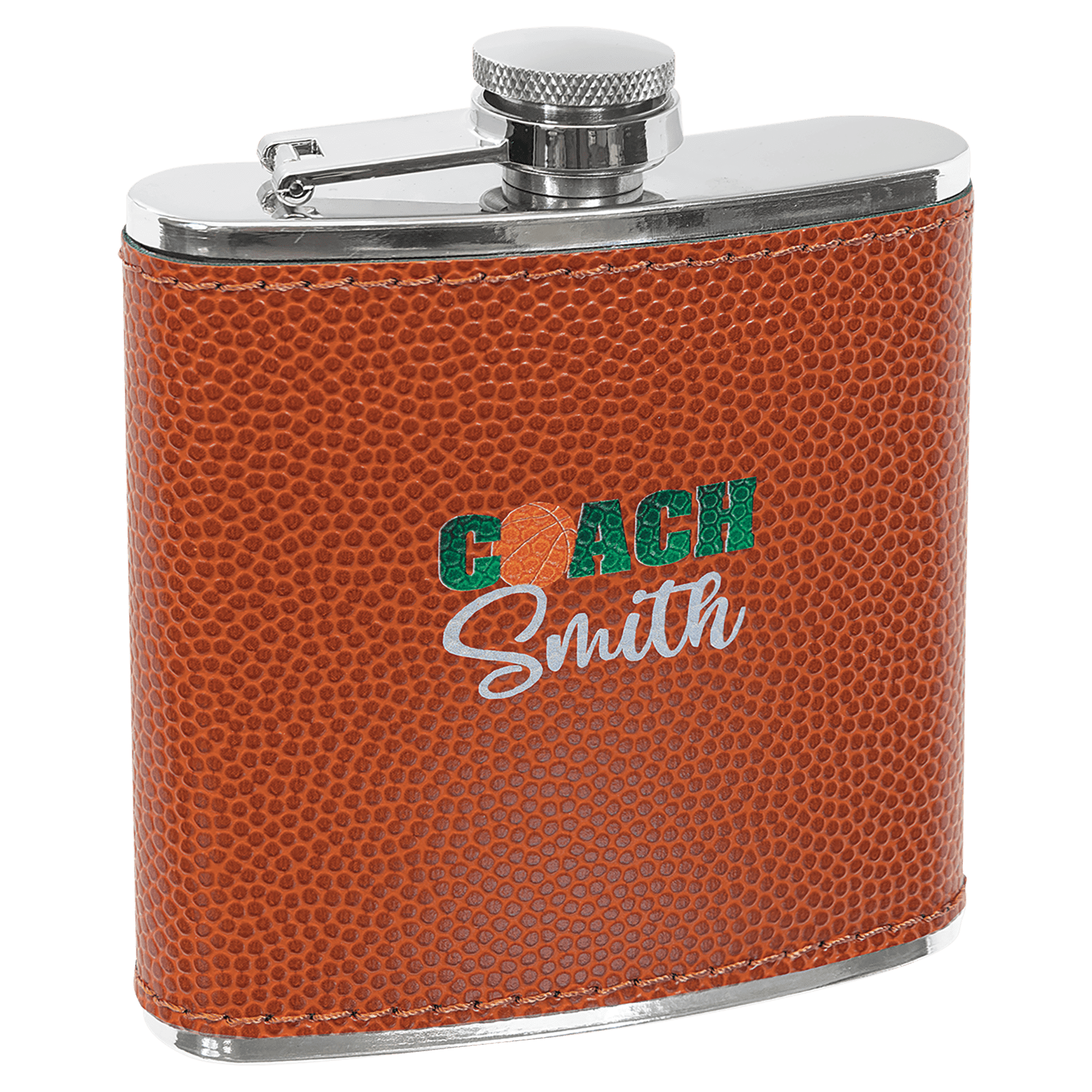6 oz. Basketball Leatherette Flask