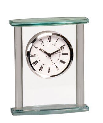 7" Square Glass Desk Clock with Top Handle