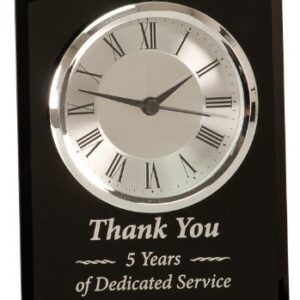 6" Black Glass Arch Desk Clock