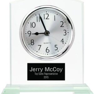 6.5" Square Arch Glass Desk Clock
