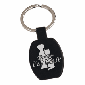 1⅝" Black Rectangle Engravable Metal Keychain
