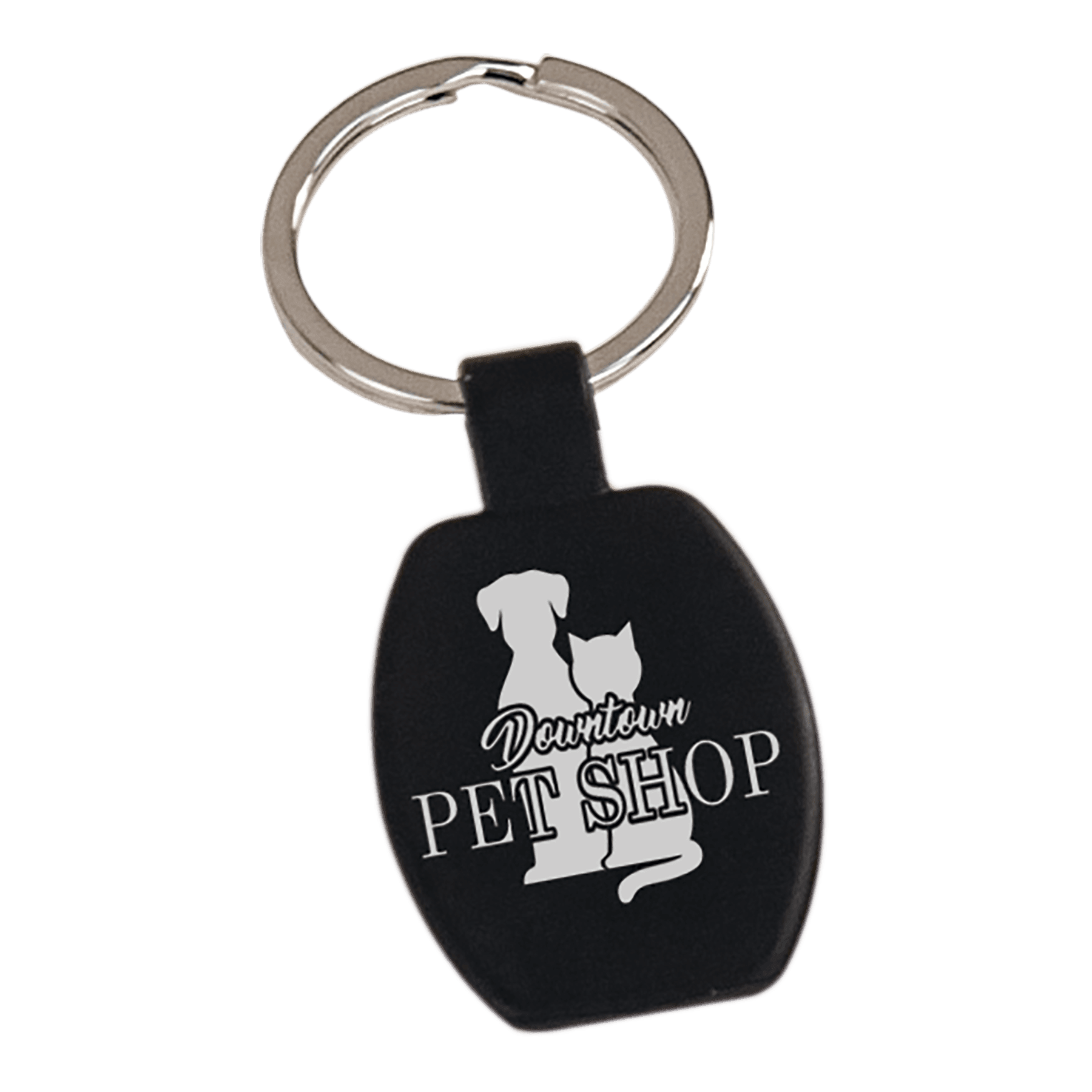 1⅝" Black Rectangle Engravable Metal Keychain