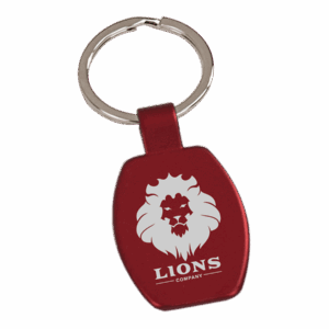 1⅝" Red Rectangle Engravable Metal Keychain