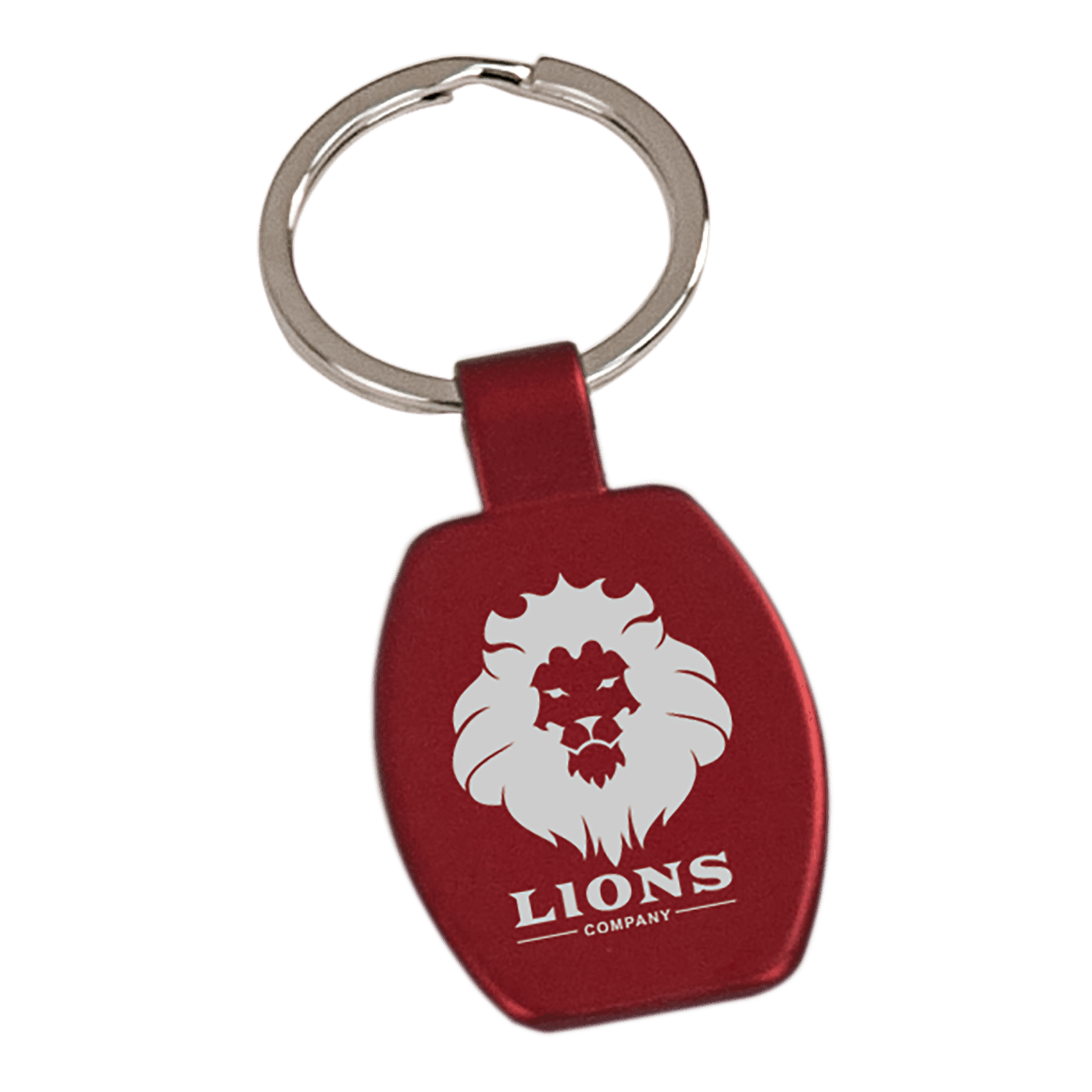 1⅝" Red Rectangle Engravable Metal Keychain