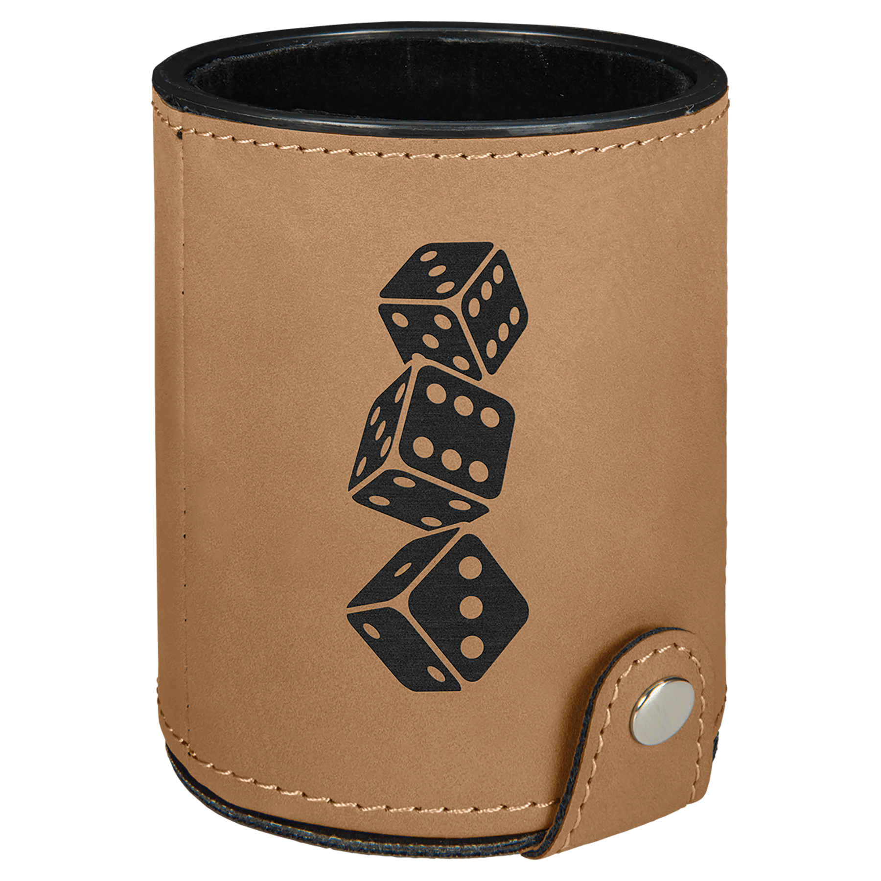 Light Brown Leatherette Dice Cup with 5 Dice
