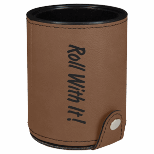 Dark Brown Leatherette Dice Cup with 5 Dice