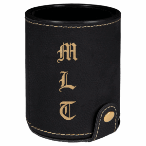 Black/Gold Leatherette Dice Cup with 5 Dice