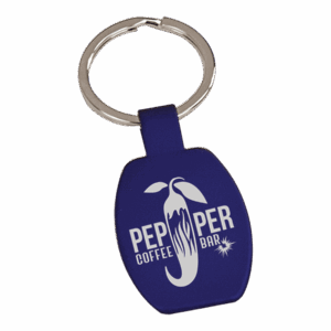 1⅝" Blue Rectangle Engravable Metal Keychain