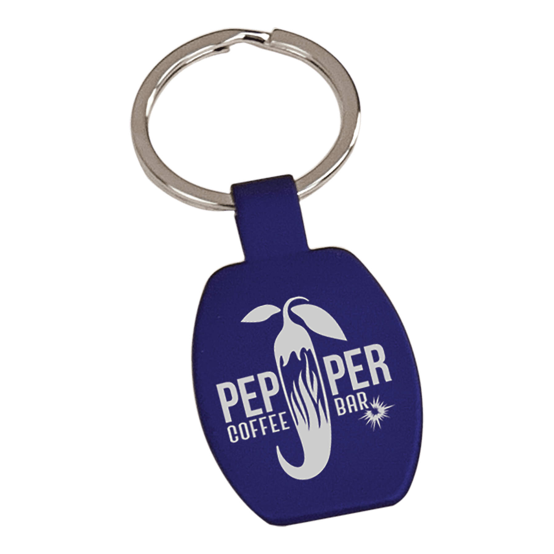 1⅝" Blue Rectangle Engravable Metal Keychain