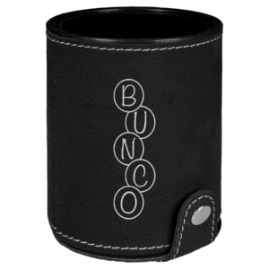 Black/Silver Leatherette Dice Cup with 5 Dice