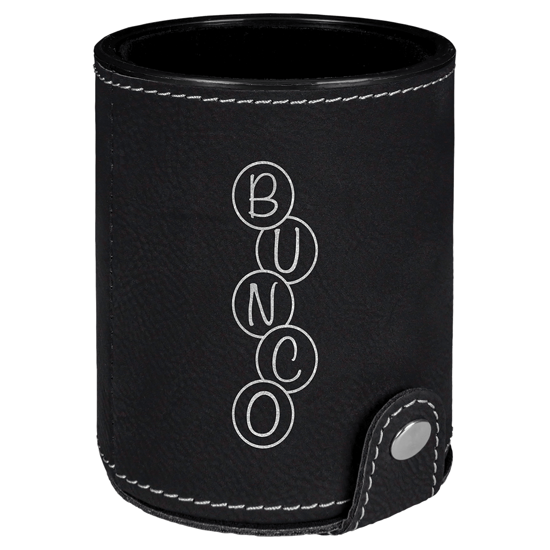 Black/Silver Leatherette Dice Cup with 5 Dice