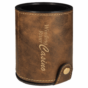 Rustic/Gold Leatherette Dice Cup with 5 Dice