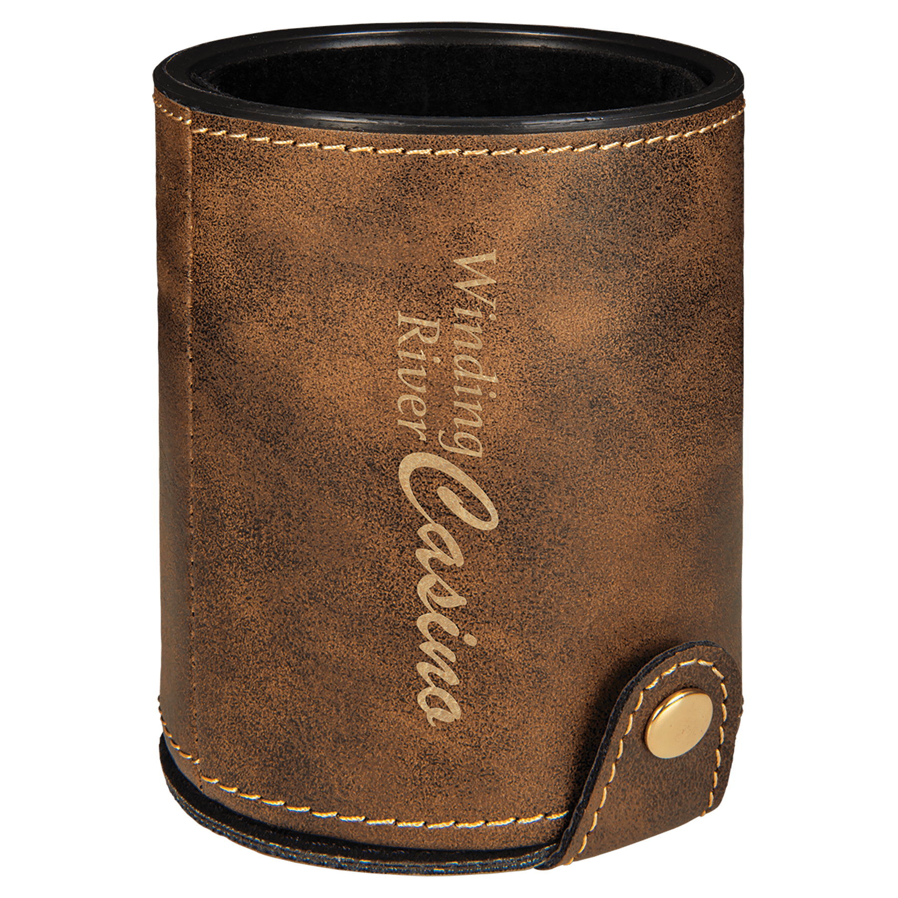 Rustic/Gold Leatherette Dice Cup with 5 Dice