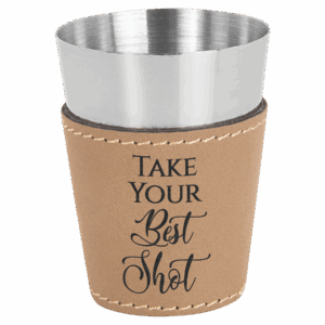2 oz. Light Brown Leatherette Shot Glass