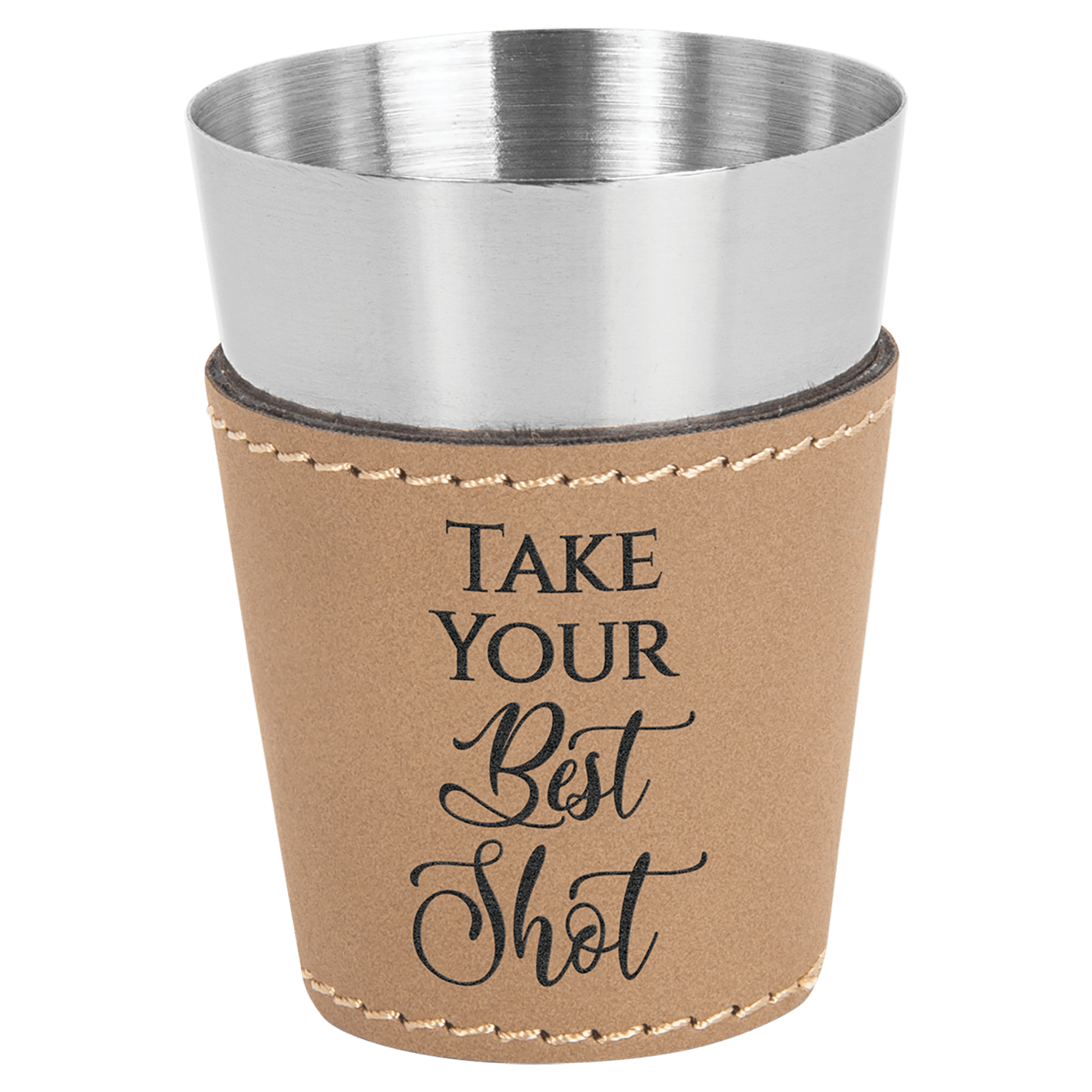 2 oz. Light Brown Leatherette Shot Glass