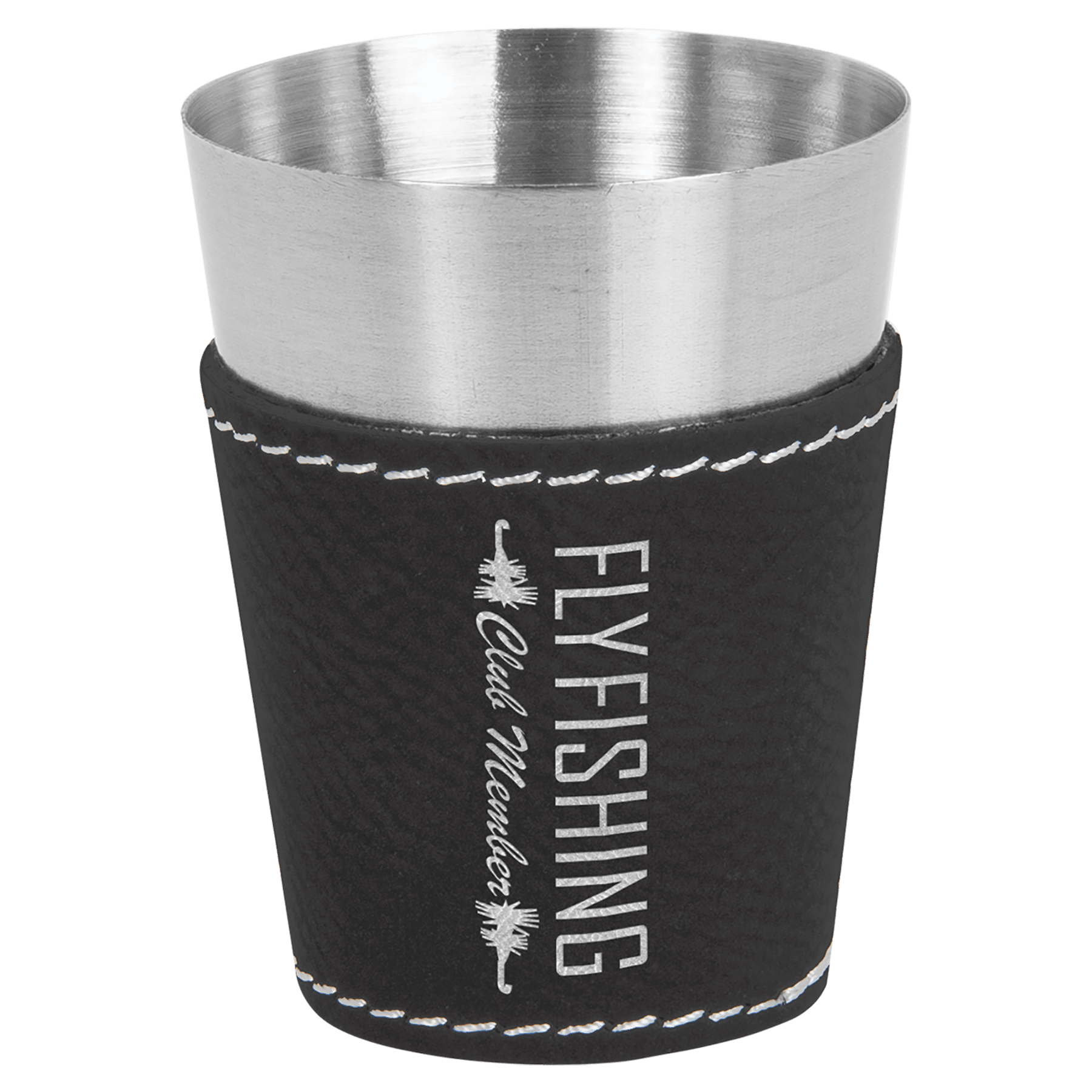 2 oz. Black/Silver Leatherette Shot Glass