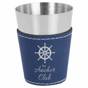 2 oz. Blue/Silver Leatherette Shot Glass