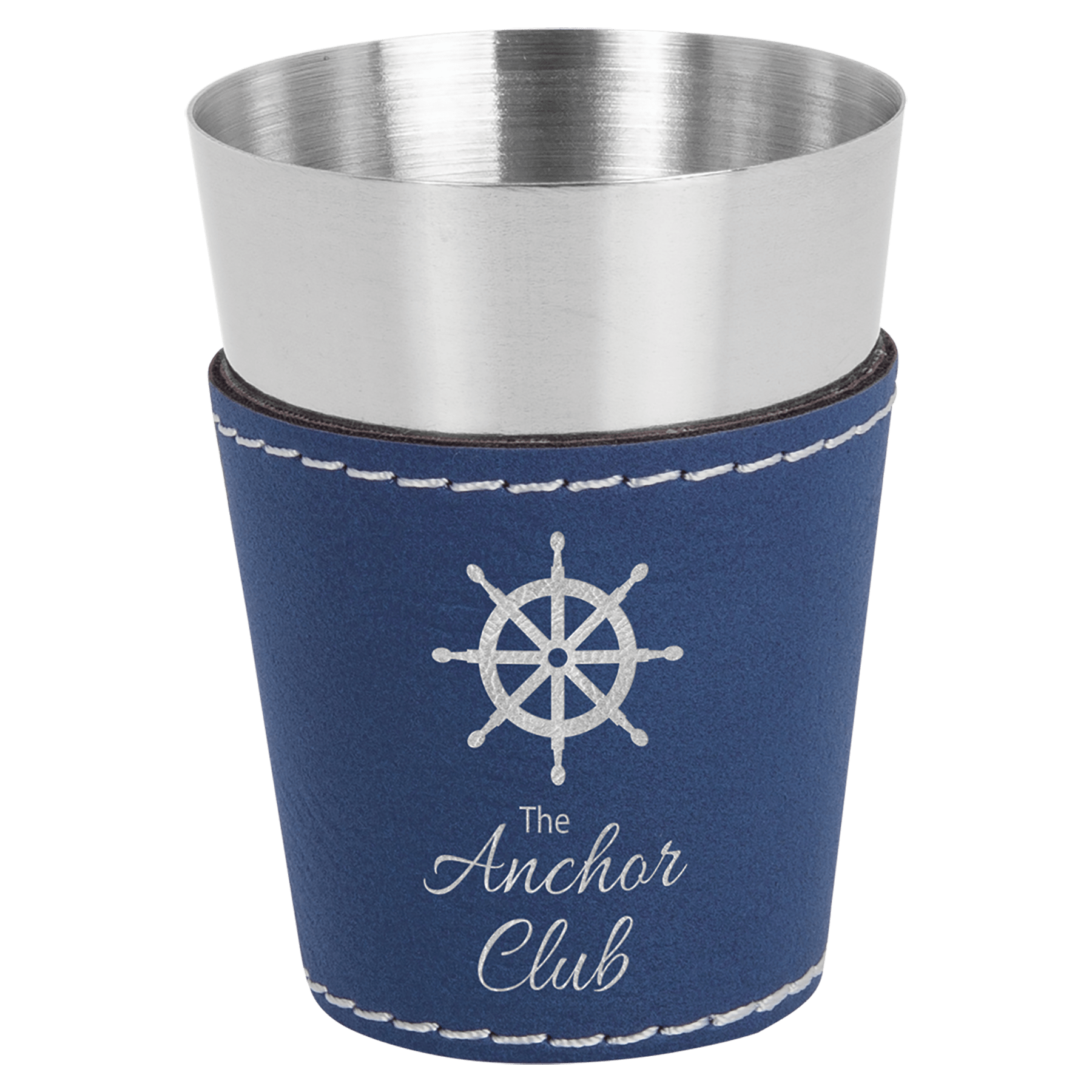 2 oz. Blue/Silver Leatherette Shot Glass