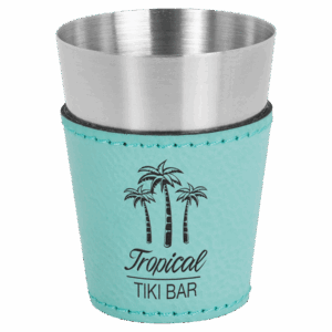 2 oz. Teal Leatherette Shot Glass