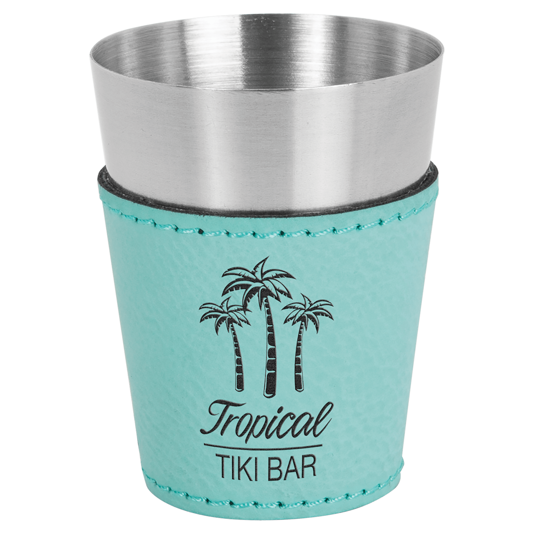 2 oz. Teal Leatherette Shot Glass