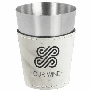 2 oz. White Marble Leatherette Shot Glass