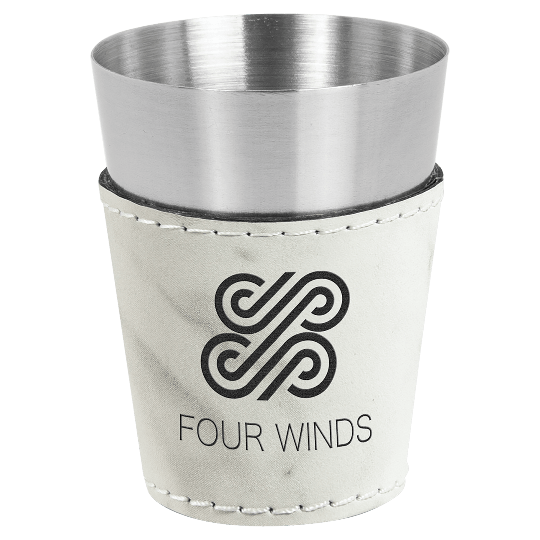 2 oz. White Marble Leatherette Shot Glass
