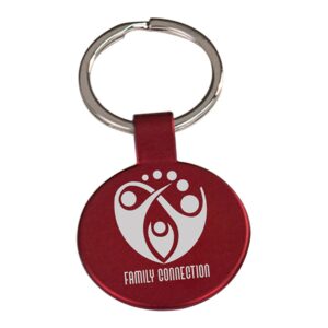 1½" Red Round Engravable Metal Keychain